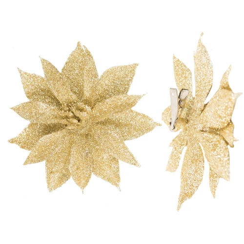 Квітка декоративна House of Seasons на кліпсі золотий 10 см 3 шт (8720362230809)