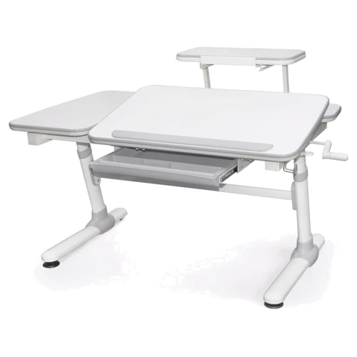 Стол Evo-kids Darwin Grey с полкой (арт.Evo-502 G+полка Evo-513) - столешница белая / вставки серые