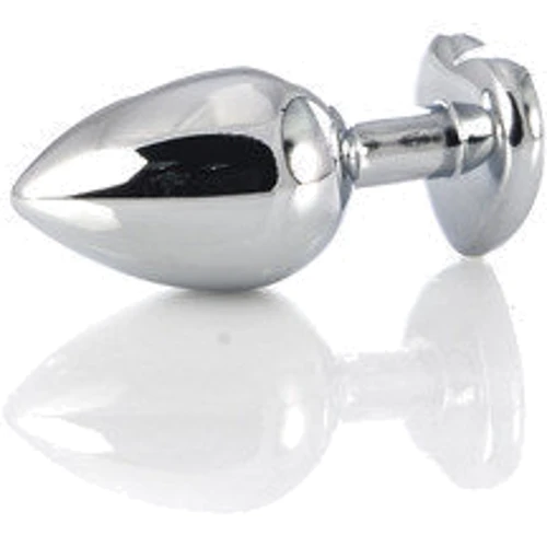 Анальная пробка с кристаллом ToyfaMetal Silver anal plug red gem