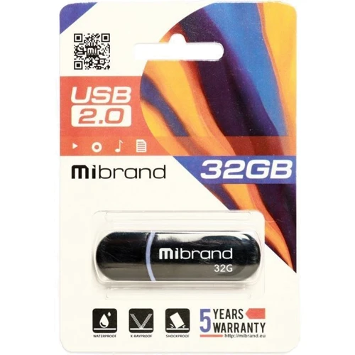 USB-флешка Mibrand 32GB Panther Black USB 2.0 (MI2.0/PA32P2B): Стандарт USB USB 2.0