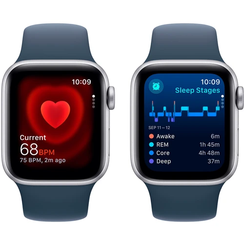 Apple Watch SE 2 2023 40mm GPS Silver Aluminum Case with Storm Blue Sport Band - S/M (MRE13) UA фото 7