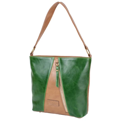 Женская сумка-мешок Laskara зеленая (LK10204-green-taupe): Стиль Повседневный (Casual)