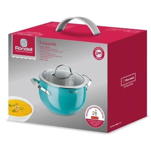 Кастрюля Rondell Turquoise 18 см 2.8 л (RDS-717): Материал корпуса Нержавеющая сталь 18/10