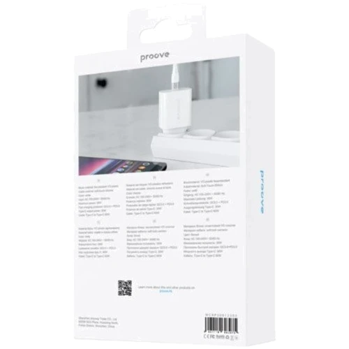 Зарядное устройство Proove Wall Charger USB-C Rapid 30W White with USB-C Cable (WCRP30012202): Кабель в комплекте отсоединяемый