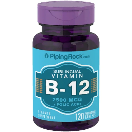 Piping Rock Vitamin B-12 2500 mcg + Folic Acid, 120 Tablets