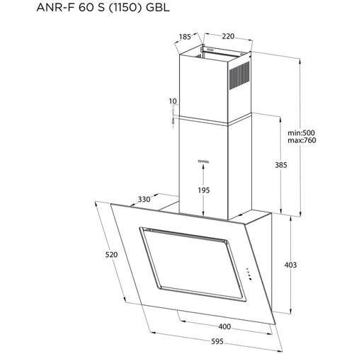 Вытяжка Pyramida ANR-F 60 S 1150 GWH фото 6