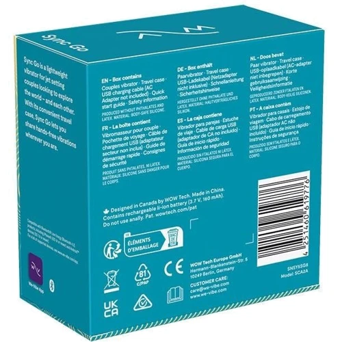 Смарт-вібратор для пар We-Vibe Sync GO Turquoise