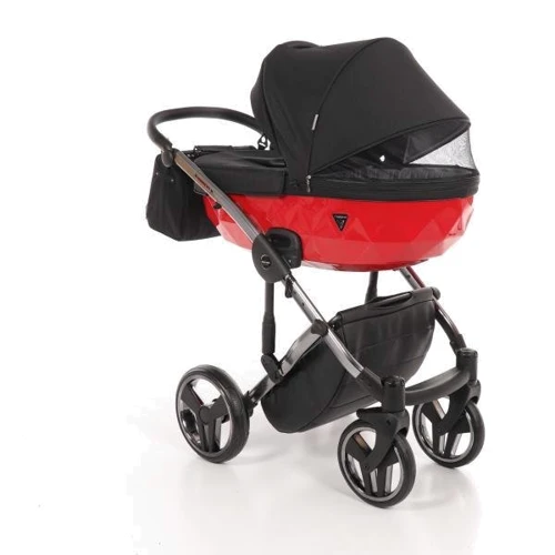 Универсальная коляска 2 в 1 Junama Diamond S-line 01, черный с красным (JD-SL-01): Ширина шасси 60 см