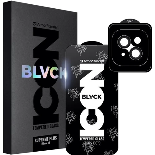 Защитное стекло для iPhone ArmorStandart Tempered Glass Supreme Plus Icon Black for iPhone 15 (ARM71137)