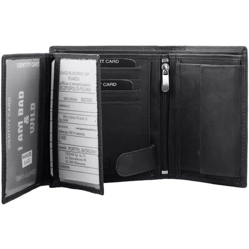 Мужской кошелек I am Bad&Wild черный (DNKN4-HUB-black): Формат кошелька Вертикальный
