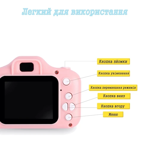 КОМПЛЕКТ! Цифровий дитячий фотоапарат XoKo KVR-001 рожевий + карта пам'яті 32GB фото 7