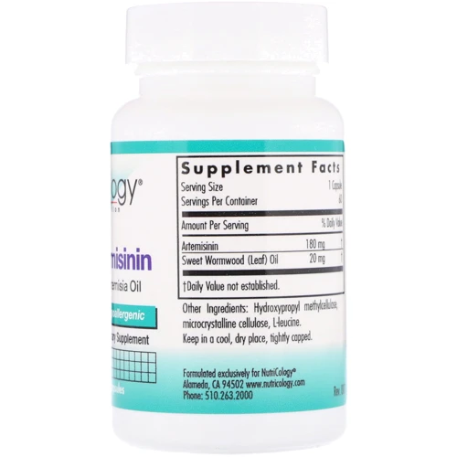 Nutricology Super Artemisinin 60 Veggie Caps Артемизинин: Форма выпуска Капсулы
