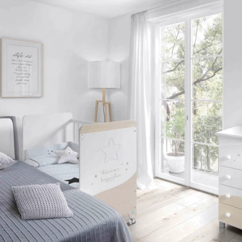 Ліжечко дитяче Micuna Cosmic White Nordic 120х60 см біле (COSMIC WHITE/NORDIC): Матеріал дерево