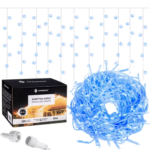 Гирлянда Springos бахрома уличная 20 м 500 LED голубая (CL0502)