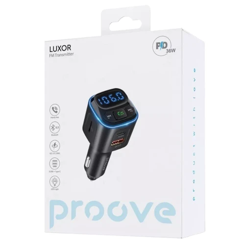 FM-трансмиттер Proove FM Launcher Luxor 36W (PD+QC3.0) Type-C+USB black: Производитель Proove