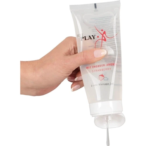 Веганский гель для массажа на водной основе, с ароматом клубники - Just Play Strawberry, 200 мл