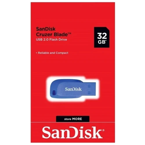 USB-флешка SanDisk 32GB Cruzer Blade USB 2.0 Electric Blue (SDCZ50C-032G-B35BE): Объем памяти 32 GB