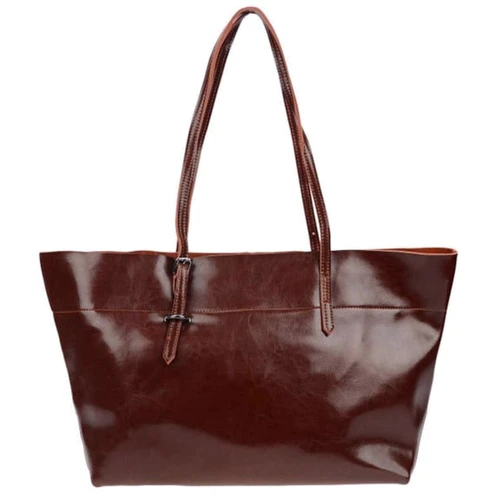 Женская сумка тоут Borsa Leather коричневая (10th581-brown)