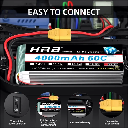Аккумулятор HRB_ Lipo 6s 22.2V 4000mAh 60C Battery XT60 Plug (HR-4000MAH-6S-60C-XT60): Производитель HRB