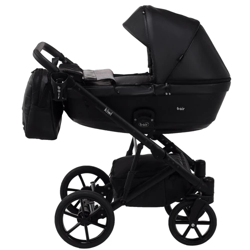 Коляска 2 в 1 Bair Kiwi кожа 100% BK-15 черный фото 8