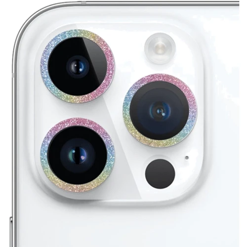Защитное стекло для iPhone Epik Metal Sparkles Lilac/Rainbow for Camera iPhone 15 Pro / 15 Pro Max