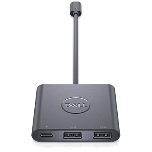 Адаптер Dell Adapter USB-C to 2хUSB+USB-C with Power Deliver Black (470-AEGX): Цвет черный