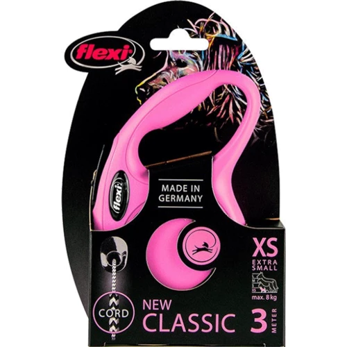Поводок-рулетка Flexi Classic XS до 8 кг 3 м рожевий (4000498022436): Тип шнура трос