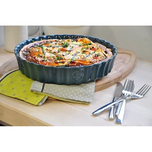 Форма глубокая для пирога Emile Henry Ovenware 1.15 л 24 см керамическая кремовая (0260241): Крышка Нет