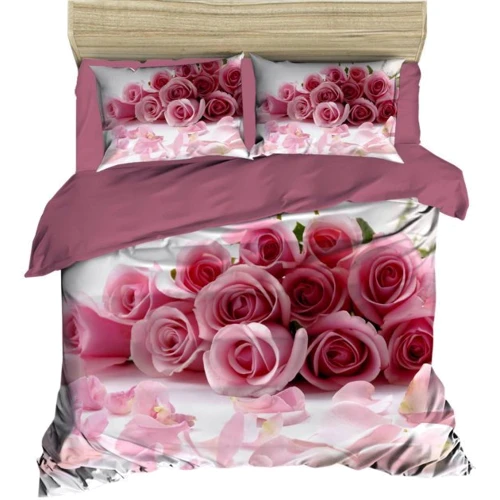Комплект постельного белья LightHouse Ranforce+3D Rosy Bouquet евро розовый (164OZ_2,0)