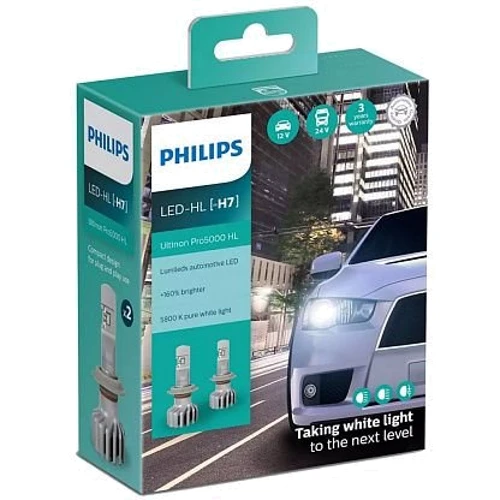 Светодиодная автолампа Philips H7 Ultinon Pro5000 +160%