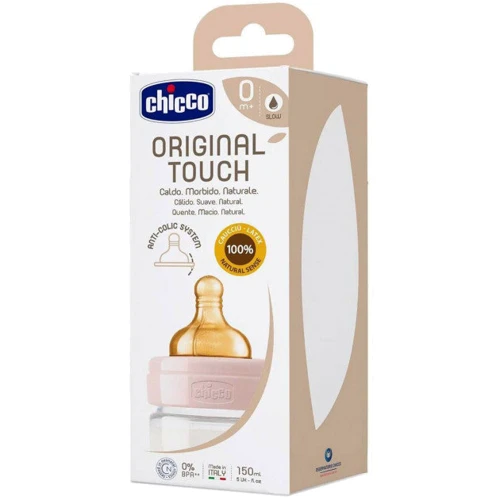 Бутылочка для кормления пластиковая Chicco Original Touch с латексной соской 0м+ 150 мл Розовая (27610.10): Объем, мл 150