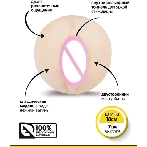 Двухсторонний мастурбатор - вагина Brazzers, 18х7 см