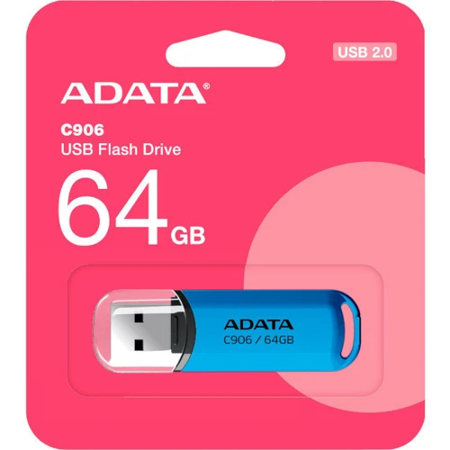 USB-флешка A-Data 64GB USB 2.0 C906 Blue (AC906-64G-RWB): Максимальная скорость чтения, МБ/с 100