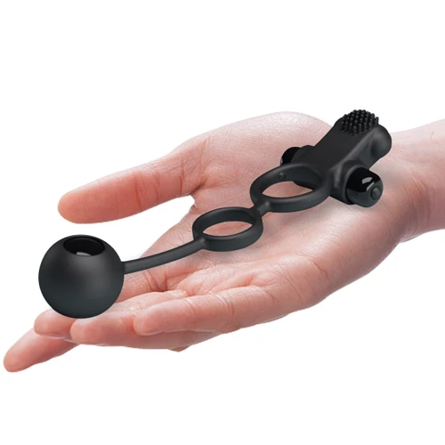 Виброкольцо с анальным шариком Pretty Love Vibration Penis Sleeve IV Black