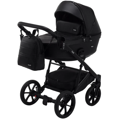 Коляска 2 в 1 Bair Kiwi кожа 100% BK-15 черный фото 10