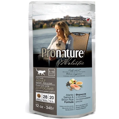 Сухой корм Pronature Holistic Cat Atlantic Salmon&Brown Rice со вкусом атлантического лосося и коричневого риса для котов 340 г
