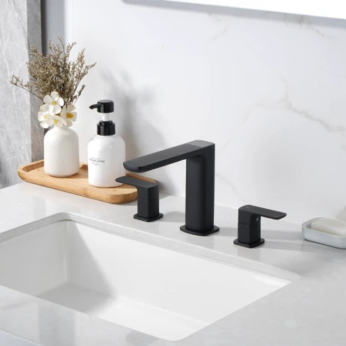 Смеситель для раковины Lefton Widespread 2-handle Bathroom Faucet with Temperature Display-BFWS2402 Matt Black: Вид монтажа Врезной