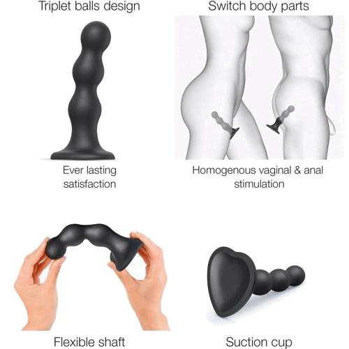 Насадка для страпона Strap-On-Me Dildo Plug Balls Black M
