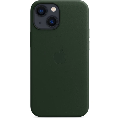 Чохол для iPhone Apple Leather Case with MagSafe Sequoia Green (MM0J3) for iPhone 13 mini: Колір зелений