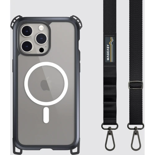 Чехол для iPhone SwitchEasy Odyssey Ultra M + Strap Rugged Utility MagSafe Case Metal/Black (MPH57P162EC23) for iPhone 15 Pro Max