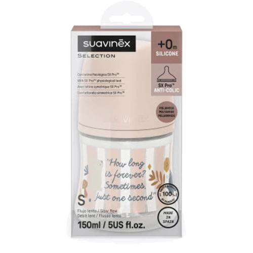 Пляшечка Suavinex "Wonderland" фізіологічна соска повільний потік рожевий 150 мл (308744): Тип бутылочка для кормления