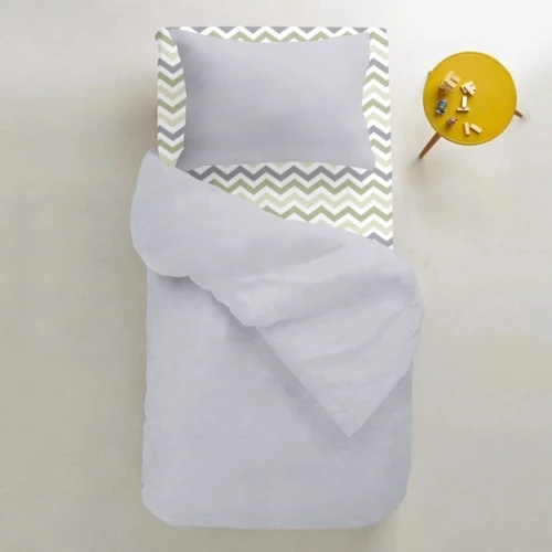 Комплект постільної білизни Cosas Ranfors Grey ZIGZAG Grey Beige підлітковий на гумці 155х215 см (Ranfors_Grey_EL90-ZigGreyBeige_155): Кількість одиниць 3 ел.