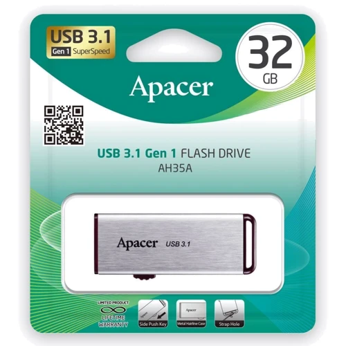 USB-флешка Apacer AH35A 32GB USB 3.1 Gen 1 Silver  (AP32GAH35AS-1) фото 5