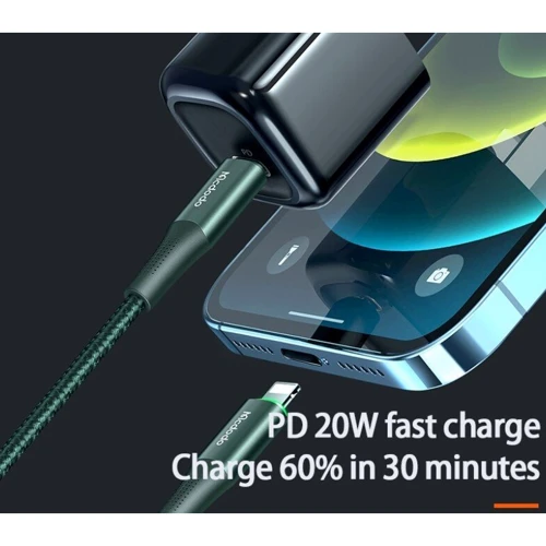 Кабель Mcdodo Cable USB-C для освітлення LED 20W 1.8m Green: Тип USB-C - Lightning