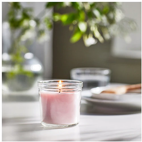 Ароматическая свеча в стекле ІКЕА Lugnare 20 часов Розовый (00502105)