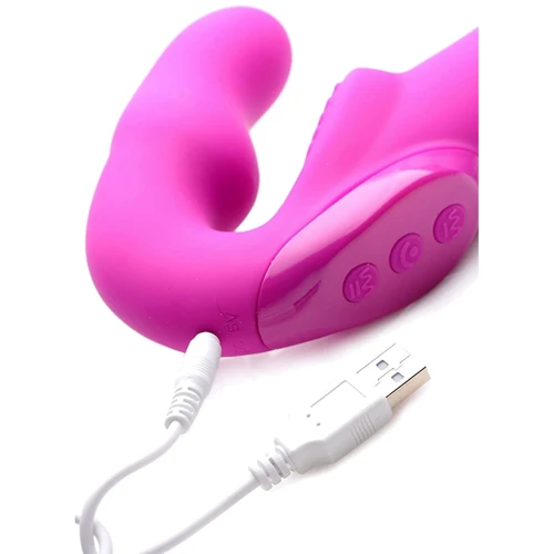 Evoke Rechargeable Vibrating Silicone Strapless Strap On - страпон 24.7x4 см, розовый