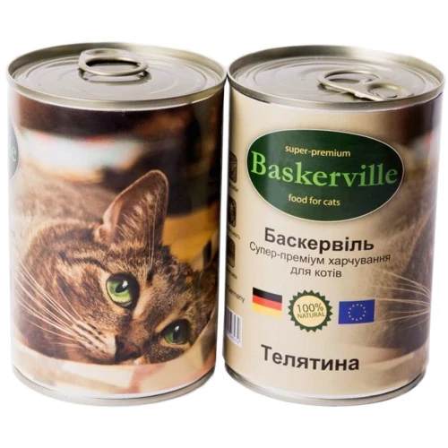 Вологий корм для котів Baskerville телятина 0.4 кг (21549)