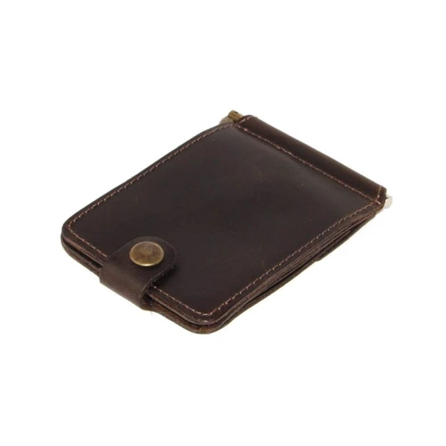 Мужской зажим для денег DNK Leather темно-коричневый (DNK Зажим-H мелочь col.F): Материал Натуральная кожа