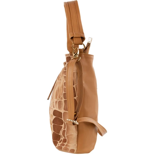 Женская сумка-мешок Laskara светло-коричневая (LK-10252-camel-giraffe): Тип ручки Со съемным ремнем, Плечевой ремень, Длинная ручка