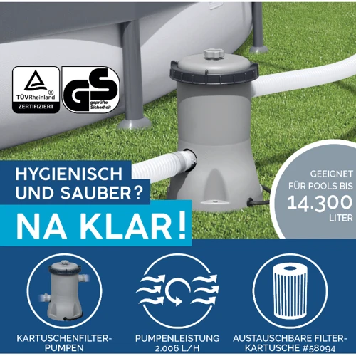 Бассейн Bestway каркасный 427-250-100 см (56714) 7250 л (фильтр-насос, лестница, тент, окно 2 шт) фото 3